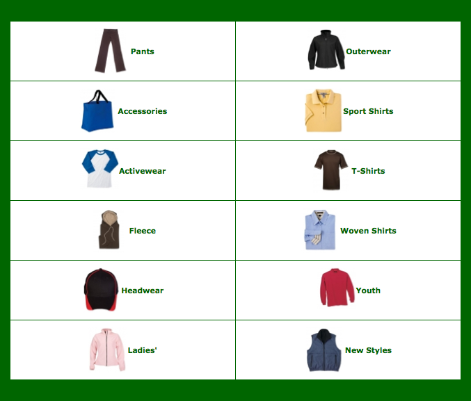 Choose from a range of the latest fashion and premium or economy garments