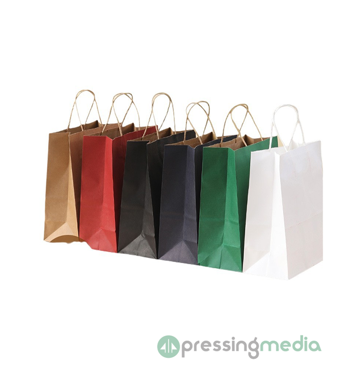 100gsm Recycled Kraft Paper Bags with Reinforced Bottom and Paper Rope Handles - Image 7